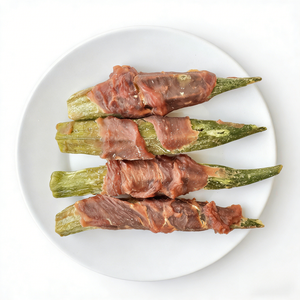 Friandises pour chiens en gros sous marque privée OEM, naturelles, sans céréales, riches en fibres, pour une digestion saine, au poulet et au <span class=keywords><strong>canard</strong></span> enveloppé d'okra - Product Image 5