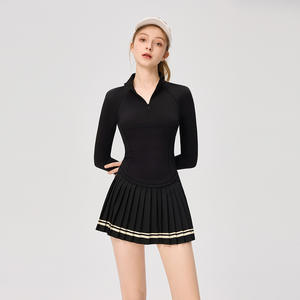 Новинка: Женский комплект для тенниса — юбка и лонгслив на молнии, повседневный, для бега и гольфа, осенний, плиссированный - Product Image 6