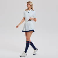 Ensemble de vêtements de golf et de pickleball respirant pour femmes, séchage rapide, ensemble de chemises polo à demi-zip pour la gym et le fitness, ensemble 2 en 1 avec mini-jupe de yoga et de tennis