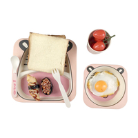 Dessin animé hippopotame rivière cheval conception mélamine personnalisé bambou divisé assiette tasse bol fourchette et cuillère vaisselle enfants ensemble