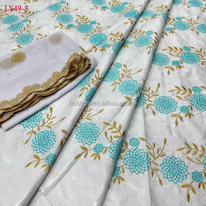 LY49 Tissu en dentelle africaine 2 yards + <span class=keywords><strong>Bazin</strong></span> Riche Femme <span class=keywords><strong>Bazin</strong></span> Riche Tissu <span class=keywords><strong>Bazin</strong></span> Brodé 5 yards - Product Image 2