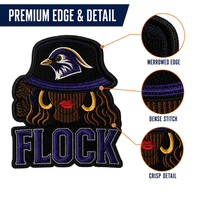 Patch brodé thermocollant personnalisé, motif tête d'oiseau noir, portrait de femme, design streetwear urbain, pour veste et sac