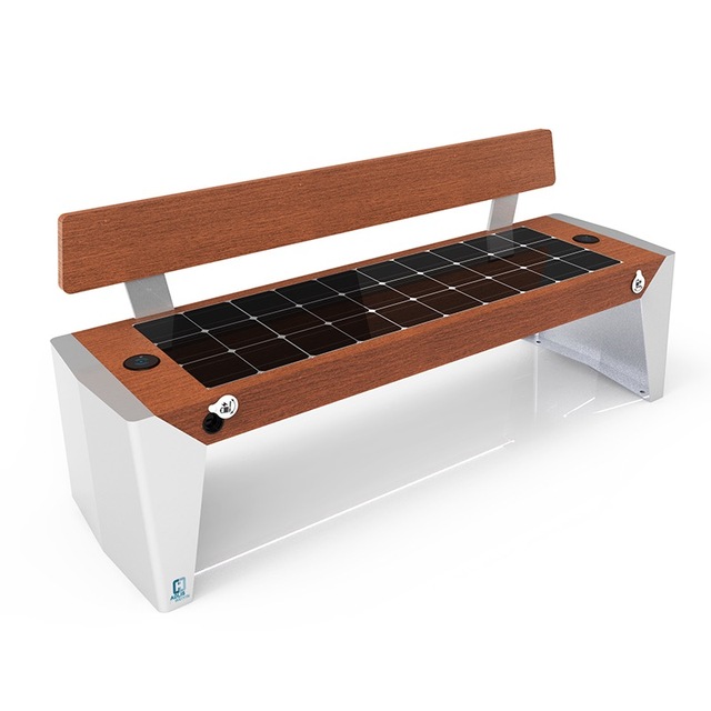 Smart City Park Solar Energy Mobile Phone Charge for Relax Galvanized Steel Light Box Intelligent Patio Bench
