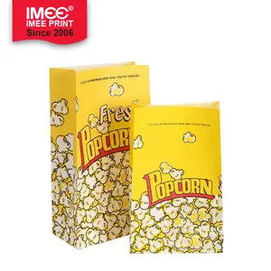 IMEE Resealable Popcorn Packaging Bags Kraft Paper Bag For Food Packaging Microwave Popcorn Bags