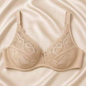 บราทรงเต็มคัพสำหรับผู้หญิงพร้อมแถบลูกไม้ปักลายกว้างสวมใส่สบาย - Product Image 4