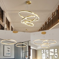 Lustre d'escalier Design moderne Table à manger de luxe contemporain intérieur circulaire or pendentif éclairage cuisine
