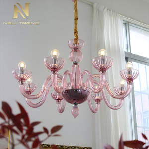 <span class=keywords><strong>Lampadario</strong></span> Elegante Francese Vintage in Vetro di Murano, Portacandele Champagne per Soggiorno e Ristorante - Product Image 3