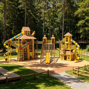 Equipo <span class=keywords><strong>de</strong></span> juegos para parques forestales sin motor, estructura <span class=keywords><strong>de</strong></span> casa <span class=keywords><strong>de</strong></span> árbol para exteriores, tobogán en espiral, red <span class=keywords><strong>de</strong></span> cuerda para escalar, para complejos <span class=keywords><strong>de</strong></span> diversión - Product Image 1