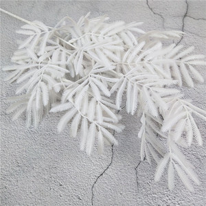 Césped <span class=keywords><strong>Artificial</strong></span> de Fábrica China E77, 3 Ramas de Hojas de <span class=keywords><strong>Mimosa</strong></span> para Decoración de Bodas - Product Image 1