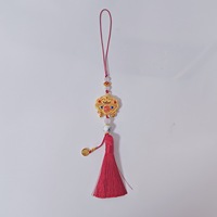 Pendentif de sac en polyester style chinois, ornement à pompon et breloque de paix, pour voiture, en émail cloisonné, tendance nationale, nouveau style
