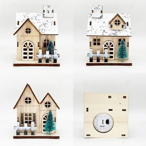 Christmas Decorations Light Up Wooden House <b>Ornaments</b> Glowing Wooden Cabin Tabletop Decor for Christmas Tree Home Desktop Xmas - Product Image 2