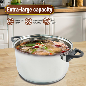 Juego de utensilios de cocina de acero inoxidable de 12 piezas con sartén de 16CM, sartén de 20CM, vaporera de 24CM y tapas de vidrio, accesorios de baquelita - Product Image 6