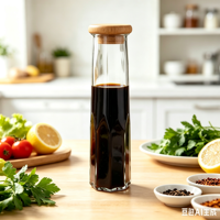 Botol Kaca Cuka Balsamic Super Flint Bentuk Heksagonal Unik Mewah Langsung dari Pabrik Shanghai dengan Tutup Gabus