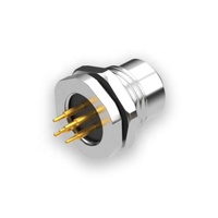 CE RoHS de alta calidad, venta al por mayor, M12 brida de 5 pines, zócalo de código A, montaje en Panel chapado en oro, IP67, conector hembra M12 de 5 pines para PCB