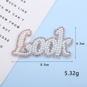 Transferts thermocollants en lettres avec strass <span class=keywords><strong>et</strong></span> perles, motifs thermocollants pour la décoration de vêtements DIY - Product Image 6