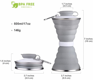 Nueva Botella de Agua Plegable Portátil Delgada, Taza Deportiva Plegable de Plástico para Exteriores, Botella de Agua Plegable de Silicona de 500 ml - Product Image 3