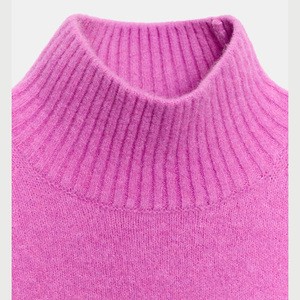 Suéter de cuello alto rosa intenso para mujer, de manga larga, tejido grueso, informal, para invierno. - Product Image 5