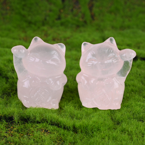 Vente en gros de sculptures en pierre de cristal naturel, Maneki-neko, chat porte-bonheur japonais, pour la décoration - Product Image 4