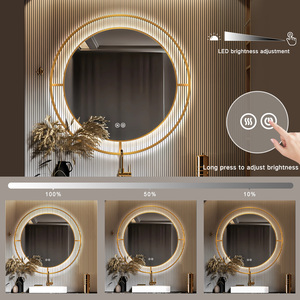 Vòng Led Gương phòng tắm chống sương mù treo tường thắp sáng phòng tắm Vanity gương 3 màu sắc ánh sáng mờ thông minh trang điểm gương - Product Image 2