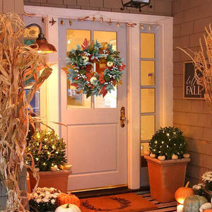 LONGSTAR Couronne artificielle d'automne citrouille blanche feuille d'érable <span class=keywords><strong>Amazon</strong></span> Thanksgiving Harvest Festival Couronne d'automne Décor pour fête - Product Image 3