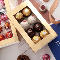 Boîte à truffes design personnalisé emballage de boîte cadeau chocolat frais boîte de papier cadeau bonbons sucrés avec insertion fenêtre transparente
