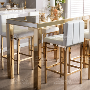 Alta qualità in acciaio inox di vetro Top Design all'aperto di nozze Bar tavoli e sedie elegante Top per eventi all'aperto - Product Image 2