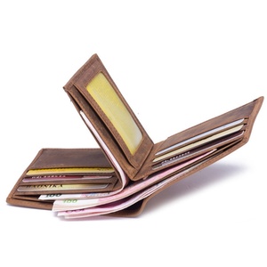 New Arrival Genuine Cow Crazy Horse Leather <b>Card</b> <b>Holder</b> <b>Wallet</b> Short RFID Feature - Product Image 4