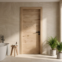 Fabricant chinois de portes à battants, porte intérieure plate en bois massif pré-encadrée avec finition grain de bois pour projets résidentiels