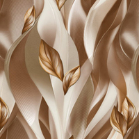 Papier peint 3D à motif de feuilles ondulées, gris et or, vinyle moderne pour salon, hôtel, décoration intérieure, revêtement mural, rouleaux de PVC