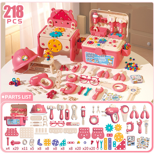 Ensemble d'outils pour enfants 218Pcs Kits Boîte à outils avec casques et perceuses Faire semblant de jouer Kits de construction pour enfants de 3 ans et plus Ensemble d'outils pour tout-petits - Product Image 4