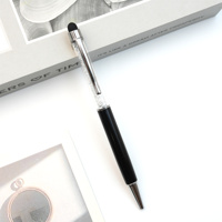 Stylo bille métallique de luxe 2-en-1 avec pointe tactile, rempli de cristaux scintillants, pour iPad, tablette, cadeau