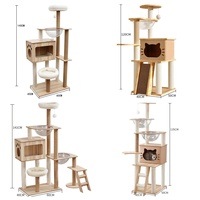 Arbre à chat multi-niveaux élégant, moderne et luxueux avec poteaux à gratter en sisal et lit/maison à gratter au design unique.