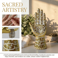 Statue en résine dorée florale style bohème pour méditation spirituelle, décoration d'autel ou de table, cadeau de pendaison de crémaillère