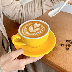 ชุดแก้วกาแฟเซรามิกสไตล์ยุโรป 300 มล. แก้วกาแฟสีสันสดใสพร้อมจานรอง - Product Image 6