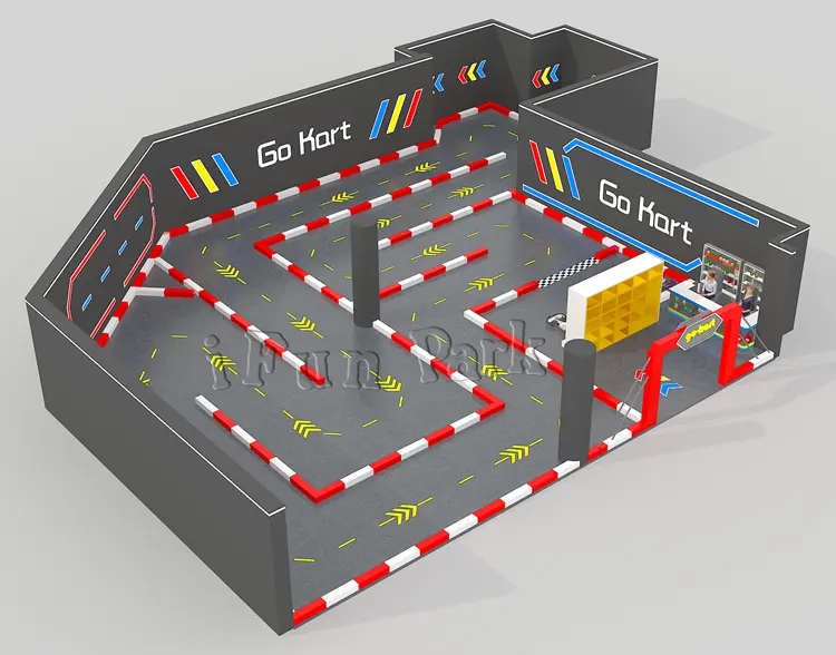 3D-ontwerp Voor Kart Gebied Kinderen Indoor Elektrische Drift Go-Kart Auto Racing Gebied Lay-Out Indoor Speelzone Ontwerp