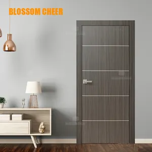 Grosir pintu kamar tidur pintu kayu Panel kayu Mdf laminasi wajah melamin cetakan Flush melamin pintu kayu untuk rumah