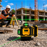 Niveau laser professionnel HIERKIN à faisceau vert, sans fil, avec batterie Li-ion et mallette à outils
