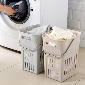 <b>Laundry</b> Basket Rectangle Light Gray Khaki Standing Type Bathroom Clothing Organizer - Product Image 3