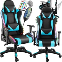 Chaise de bureau gamer ergonomique 2D avec éclairage LED, pivotante, personnalisable, noire, nouvelle, avec LED bleues, la moins chère et de qualité supérieure