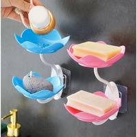 Porte-savon en plastique en forme de fleur, support auto-drainant pour éponge, rangement de salle de bain