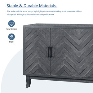 Credenza Stile Vintage a 4 Ante, Mobile di Stoccaggio in Legno, Design Rinforzato per Uso Domestico - Product Image 6