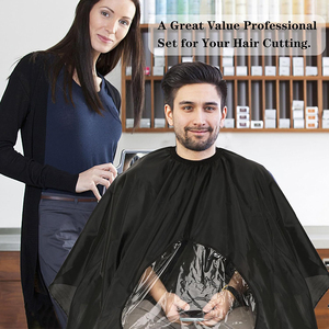 Cape de coiffeur personnalisée avec logo, imperméable, avec fenêtre transparente pour barbiers - Product Image 6