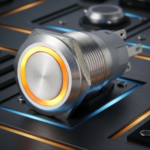 Interruptor de Botón Pulsador Momentáneo Iluminado con Anillo LED, 1NO1NC, IP67, Impermeable, 250V, 12V, 12mm, 22mm, Acero Inoxidable, 3A, Terminal de Pin, para el Hogar - Product Image 1