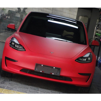 Film de protection de peinture pour voiture en vinyle satiné de luxe, auto-adhésif, mat rouge/rose sakura, PVC 7,5 mil d'épaisseur, anti-rayures