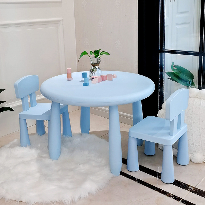 Blue round table 2 small back
