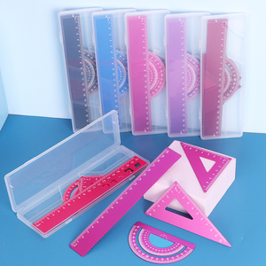 Juego de papelería escolar para niñas, Set de reglas de triángel de aleación de aluminio para la escuela, conjunto de matemáticas Oxford, caja geométrica, conjunto de brújula - Product Image 3