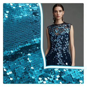 Due Tono In Rilievo Ricamato Tessuto di Maglia del Vestito Della Maglia di 5 millimetri Reversibile Tessuto Paillettes
