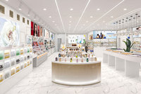 02-DYaS002 Meubles de présentation K-beauty écologiques et durables avec bandes lumineuses LED pour une conception intérieure de magasin personnalisable