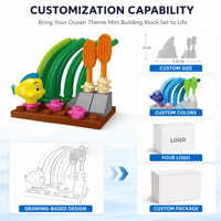 Set de Bloques de Construcción Personalizado Mini Mundo Oceánico con Peces, Corales y Algas Marinas, Juguetes Educativos para Niños para Ensamblaje DIY y Decoración de Escritorio