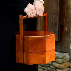 Wooden Mooncake <b>Gift</b> <b>Box</b> Double Layer Lacquered Handmade Rectangle Walnut Color <b>Empty</b> <b>Box</b> <b>For</b> Mid Autumn Festival Packaging - Product Image 2